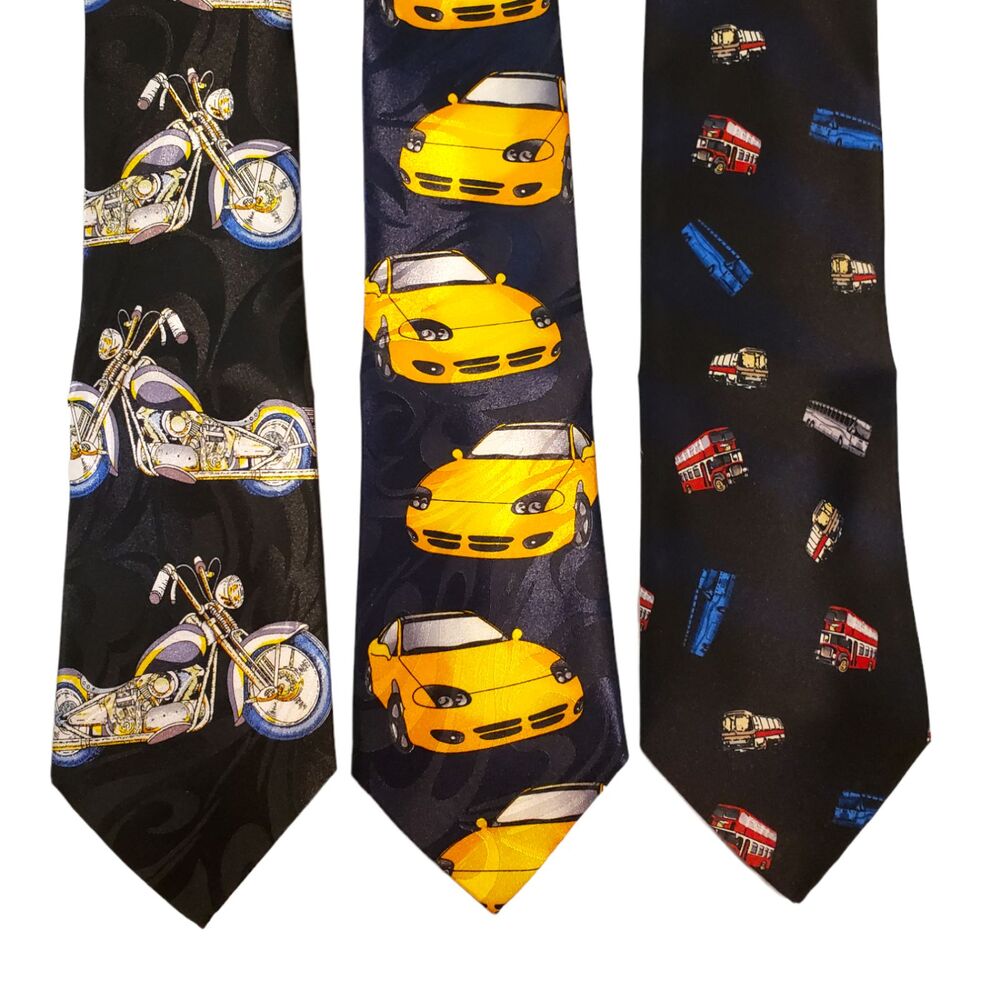 Motorcycle Cars Ties #23 - Lot of 3 Novelty Neckties NWT Going out of Business